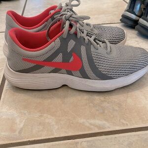 Nike Revolution Sneakers- size 6 -gray/pink color